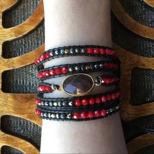 Nakamol Beaded Leather Wrap Bracelet